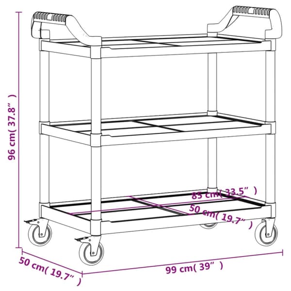 vidaXL Rullvagn 3 nivåer svart 99x50x96 cm aluminium