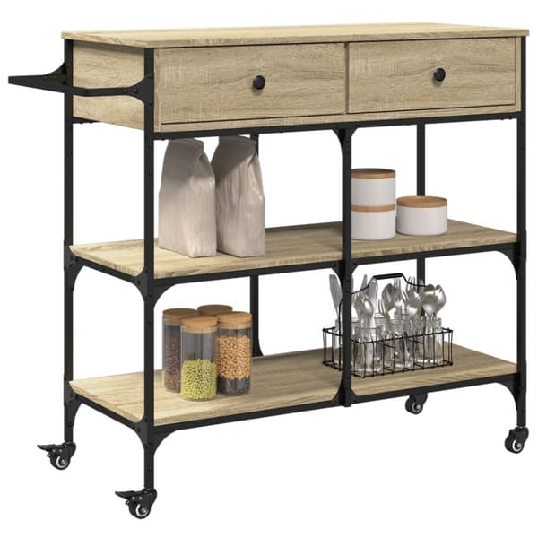 vidaXL Keittiövaunu Sonoma-tammi 105x42x95 cm tekninen puu