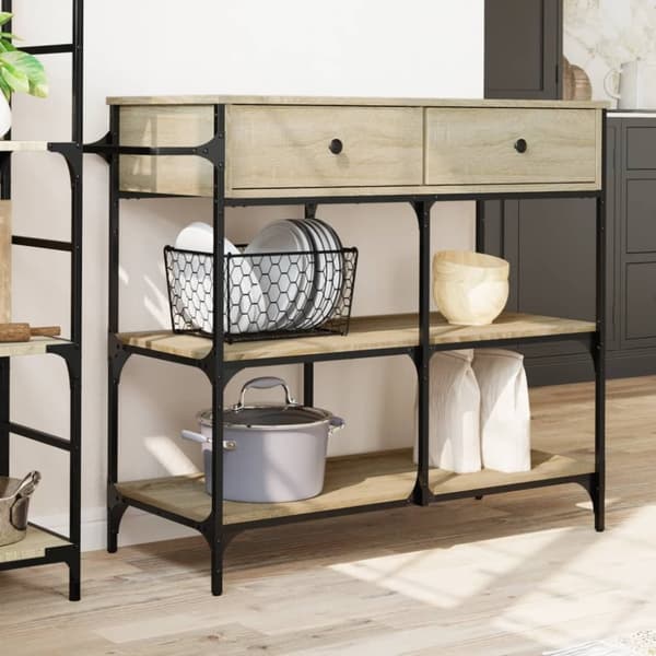vidaXL Keittiövaunu Sonoma-tammi 105x42x95 cm tekninen puu