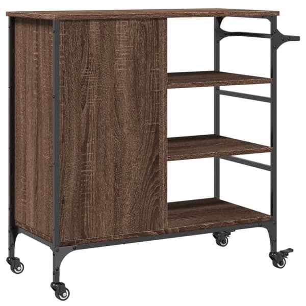 vidaXL Köksvagn brun ek 87,5x38,5x84,5 cm konstruerat trä