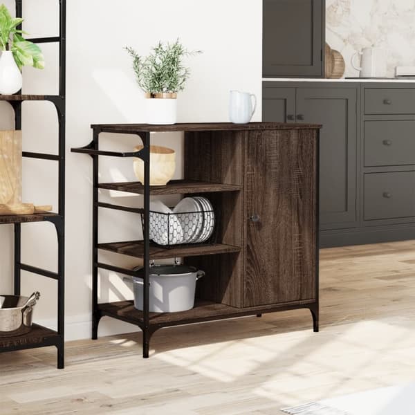 vidaXL Keittiövaunu ruskea tammi 87,5x38,5x84,5 cm tekninen puu