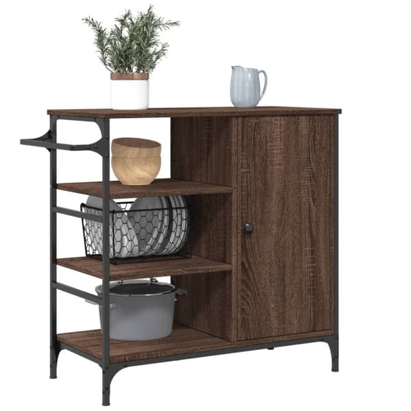 vidaXL Keittiövaunu ruskea tammi 87,5x38,5x84,5 cm tekninen puu