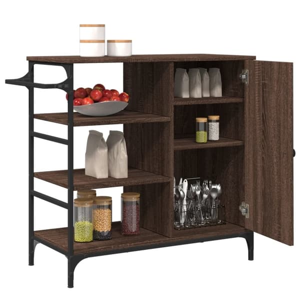 vidaXL Keittiövaunu ruskea tammi 87,5x38,5x84,5 cm tekninen puu