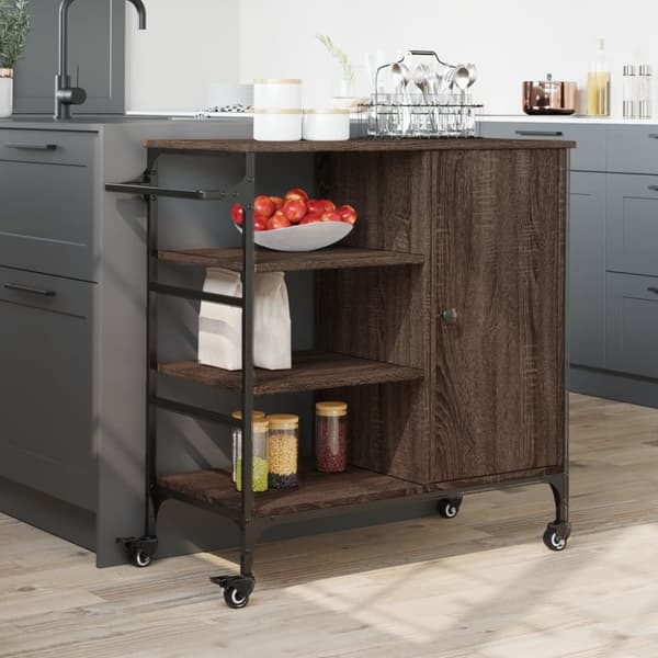 vidaXL Keittiövaunu ruskea tammi 87,5x38,5x84,5 cm tekninen puu