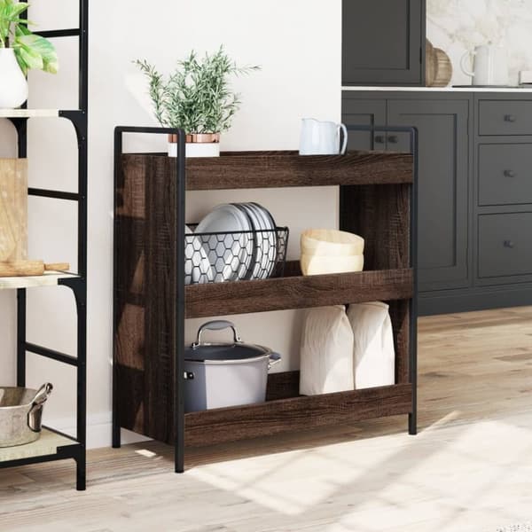 vidaXL køkkenvogn 70x30x82 cm konstrueret træ brun egetræsfarve