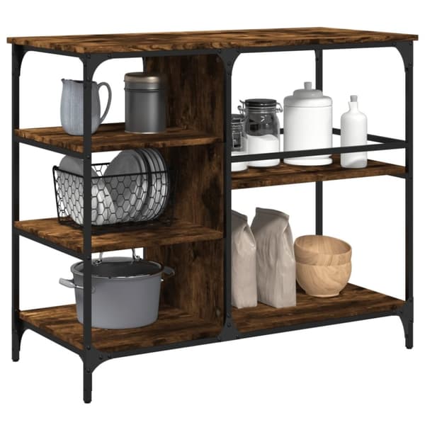 vidaXL Köksvagn rökfärgad ek 100x45x89,5 cm konstruerat trä