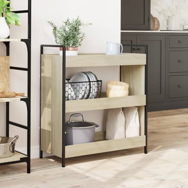 vidaXL køkkenvogn 70x30x82 cm konstrueret træ sonoma-eg