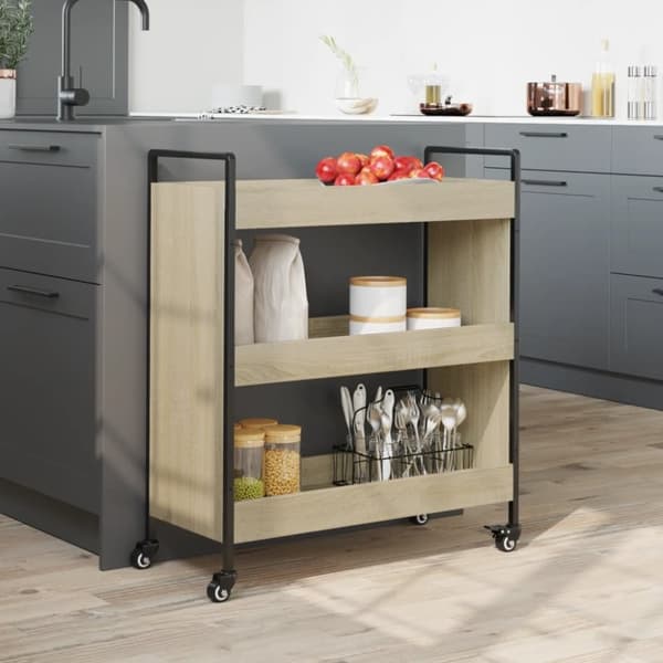 vidaXL Köksvagn sonoma-ek 70x30x82 cm konstruerat trä