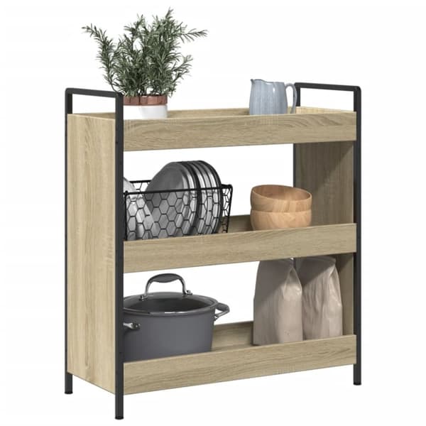 vidaXL Köksvagn sonoma-ek 70x30x82 cm konstruerat trä