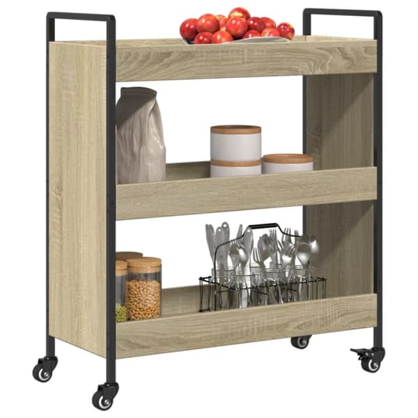 vidaXL Köksvagn sonoma-ek 70x30x82 cm konstruerat trä