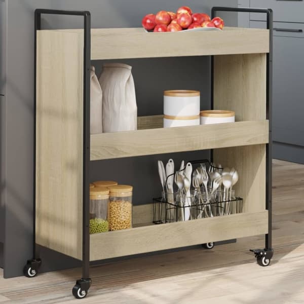 vidaXL Köksvagn sonoma-ek 70x30x82 cm konstruerat trä