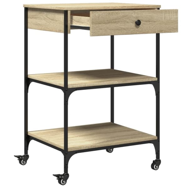 vidaXL Keittiövaunu Sonoma-tammi 60x48x89,5 cm tekninen puu