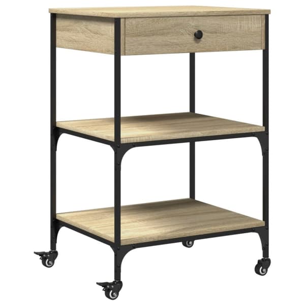 vidaXL Keittiövaunu Sonoma-tammi 60x48x89,5 cm tekninen puu