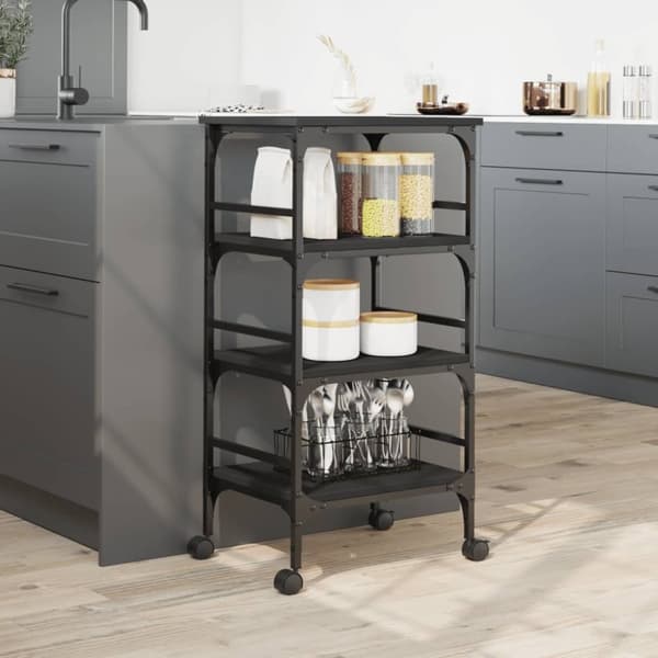 vidaXL Kjøkkentralle svart 45x35x89,5 cm konstruert tre
