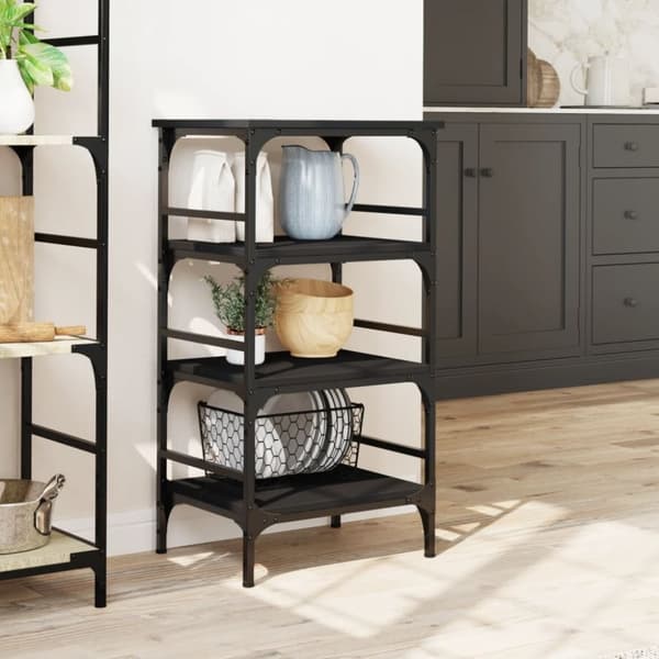 vidaXL Kjøkkentralle svart 45x35x89,5 cm konstruert tre