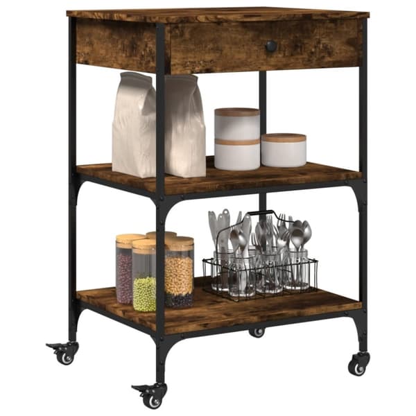 vidaXL Köksvagn rökfärgad ek 60x48x89,5 cm konstruerat trä