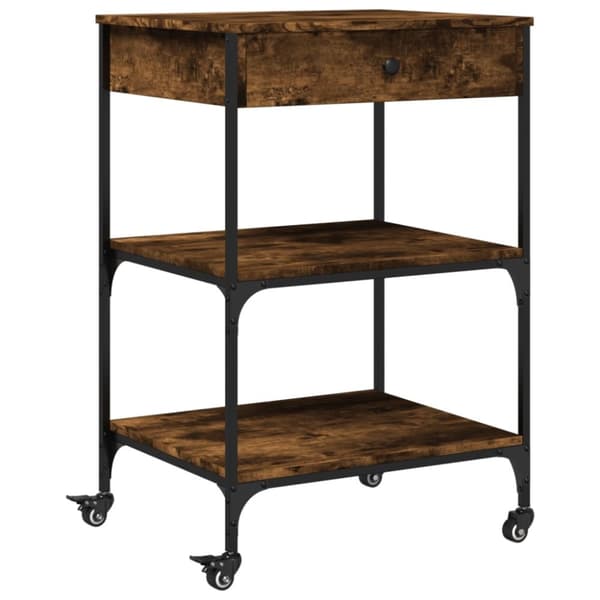 vidaXL Kjøkkentralle røkt eik 60x48x89,5 cm konstruert tre