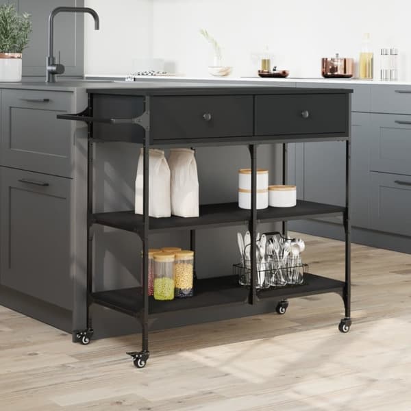 vidaXL Köksvagn svart 105x42x95 cm konstruerat trä