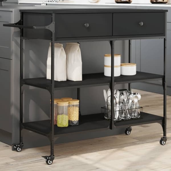 vidaXL Köksvagn svart 105x42x95 cm konstruerat trä