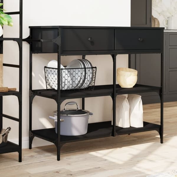 vidaXL Keittiövaunu musta 105x42x95 cm tekninen puu