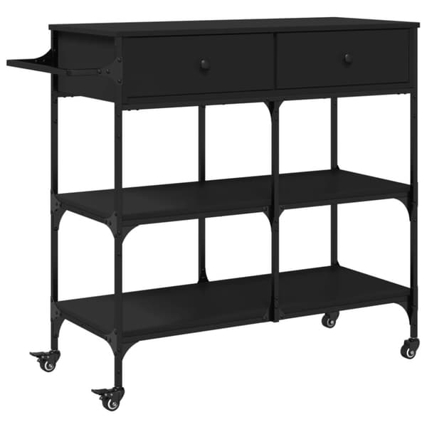 vidaXL Keittiövaunu musta 105x42x95 cm tekninen puu
