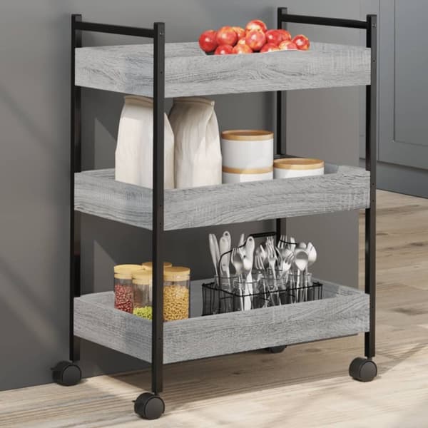 vidaXL Keittiövaunu harmaa Sonoma 50x30x70 cm tekninen puu