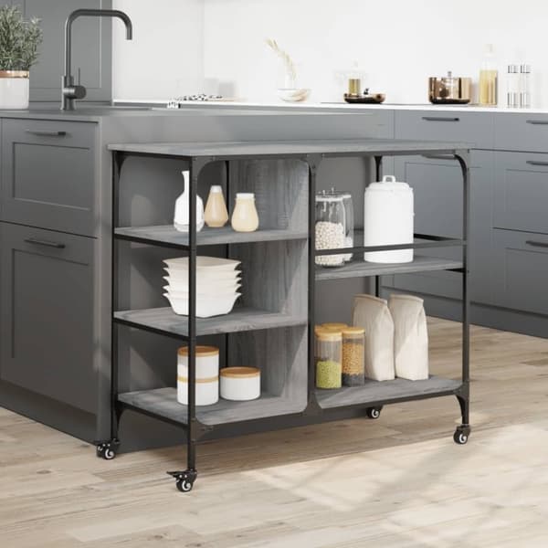 vidaXL Kjøkkentralle grå sonoma 100x45x89,5 cm konstruert tre