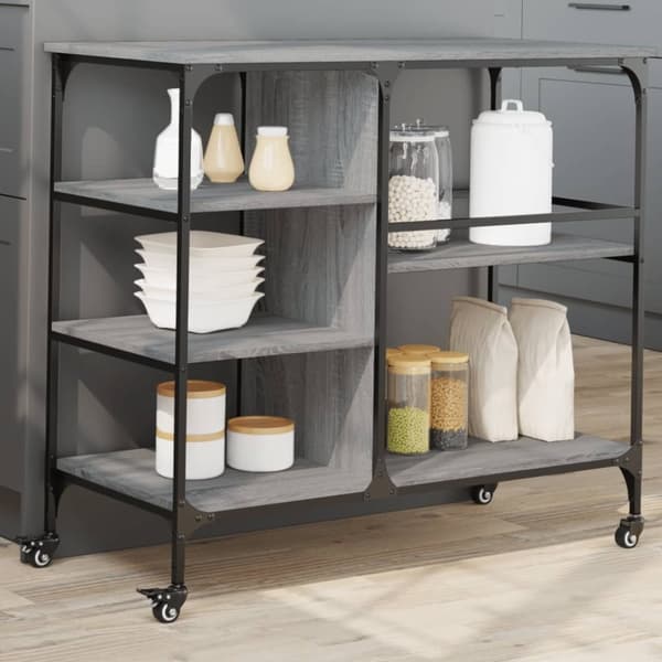vidaXL Kjøkkentralle grå sonoma 100x45x89,5 cm konstruert tre
