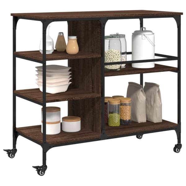 vidaXL Keittiövaunu ruskea tammi 100x45x89,5 cm tekninen puu