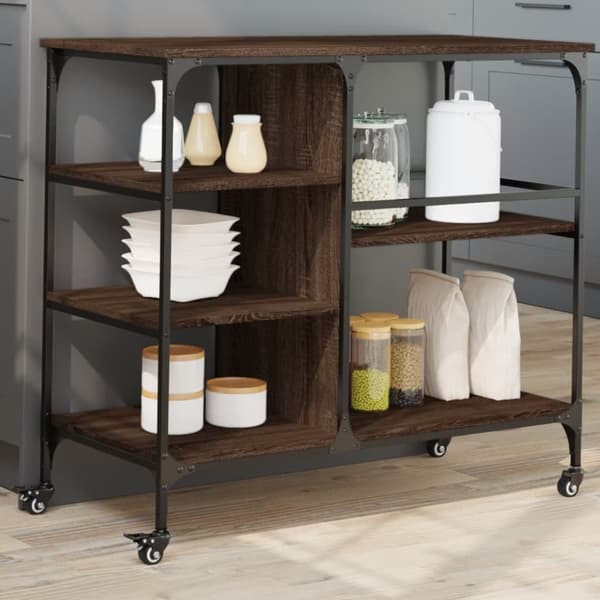 vidaXL Keittiövaunu ruskea tammi 100x45x89,5 cm tekninen puu
