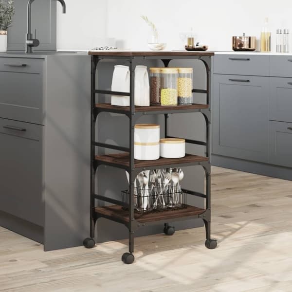 vidaXL Kjøkkentralle brun eik 45x35x89,5 cm konstruert tre