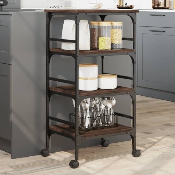 vidaXL Kjøkkentralle brun eik 45x35x89,5 cm konstruert tre