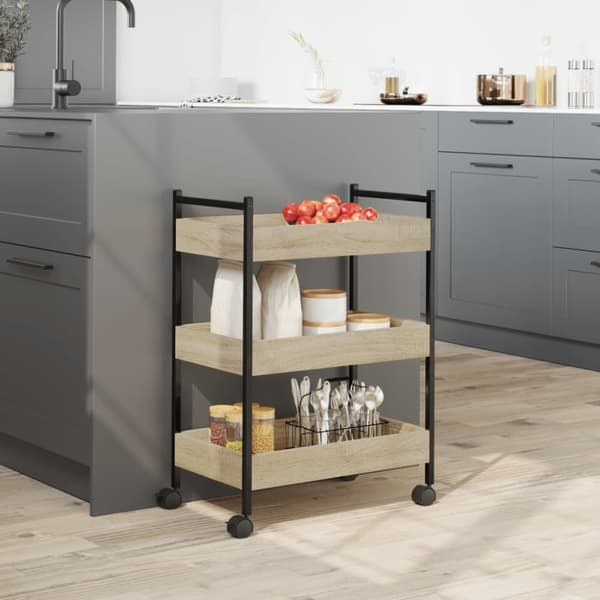 vidaXL køkkenvogn 50x30x70 cm konstrueret træ sonoma-eg