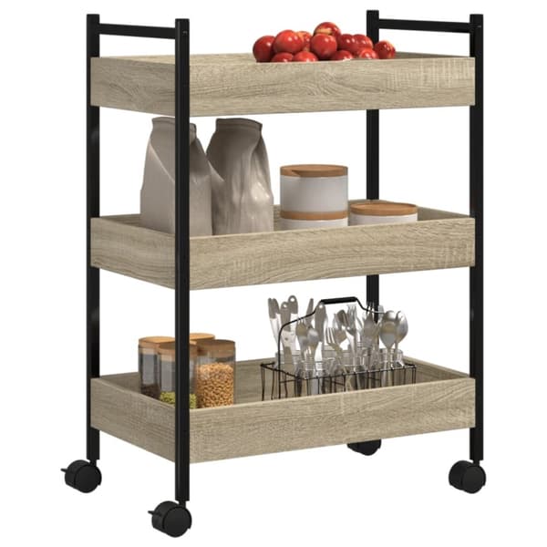 vidaXL køkkenvogn 50x30x70 cm konstrueret træ sonoma-eg