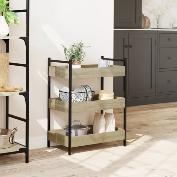 vidaXL køkkenvogn 50x30x70 cm konstrueret træ sonoma-eg