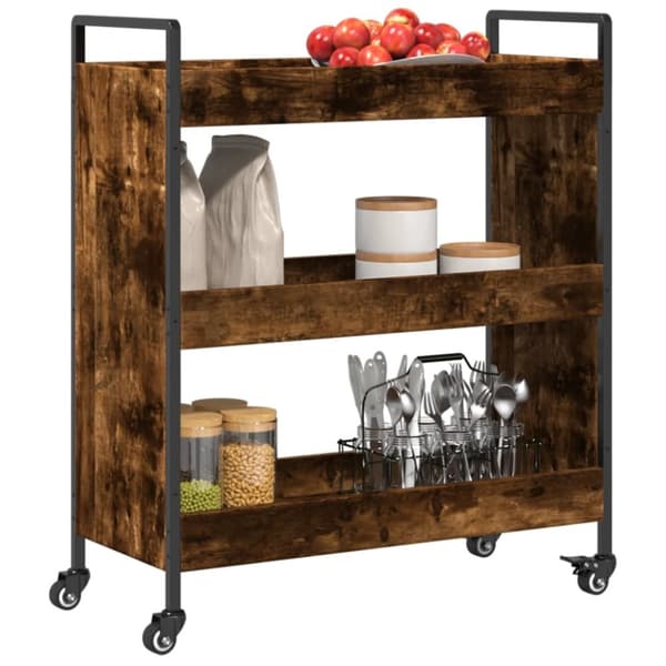 vidaXL Köksvagn rökfärgad ek 70x30x82 cm konstruerat trä