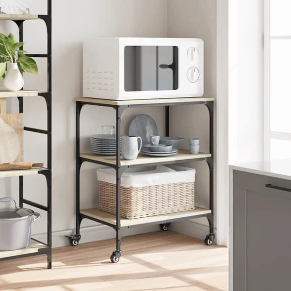 vidaXL Keittiövaunu Sonoma-tammi 60x41x76 cm tekninen puu