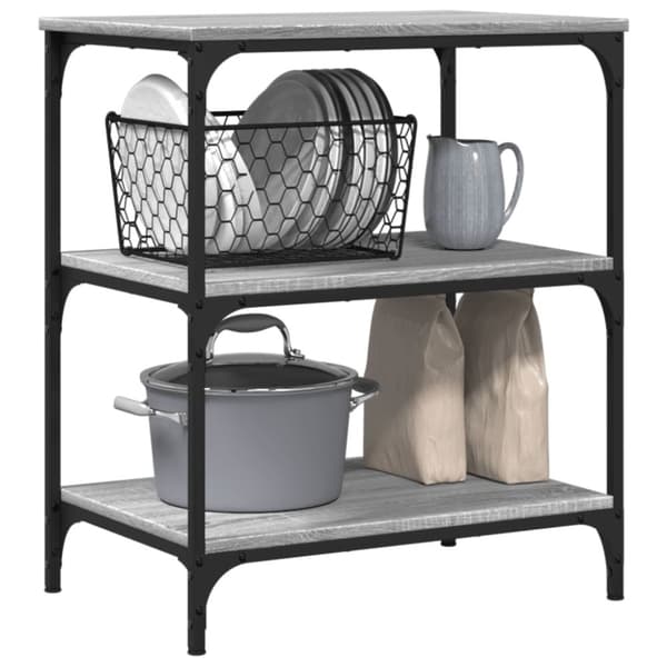 vidaXL Keittiövaunu harmaa Sonoma 60x41x76 cm tekninen puu