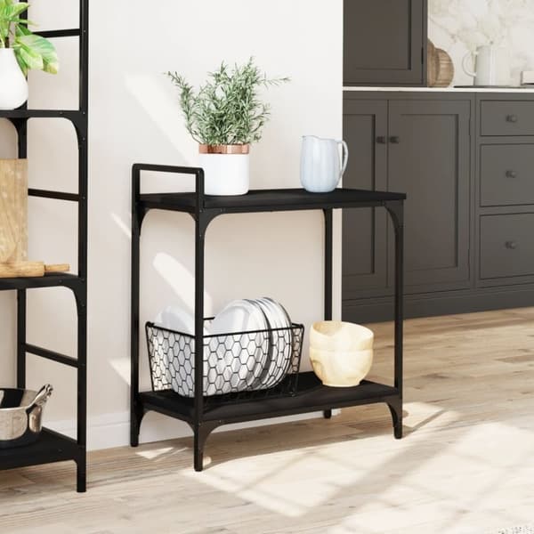vidaXL køkkenvogn 60,5x31x72,5 cm konstrueret træ sort