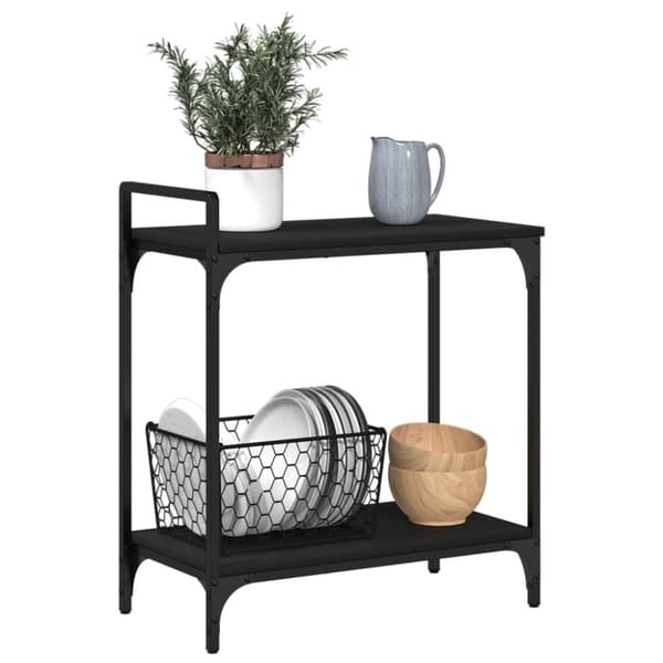 vidaXL køkkenvogn 60,5x31x72,5 cm konstrueret træ sort