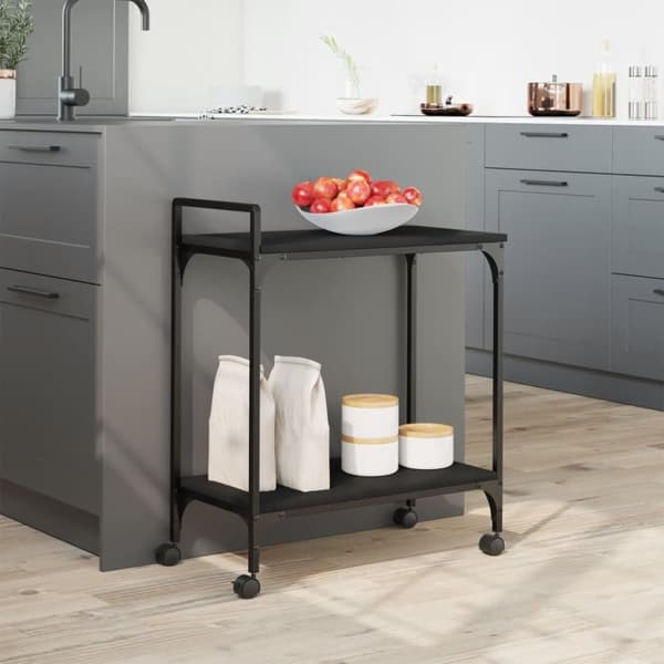 vidaXL køkkenvogn 60,5x31x72,5 cm konstrueret træ sort