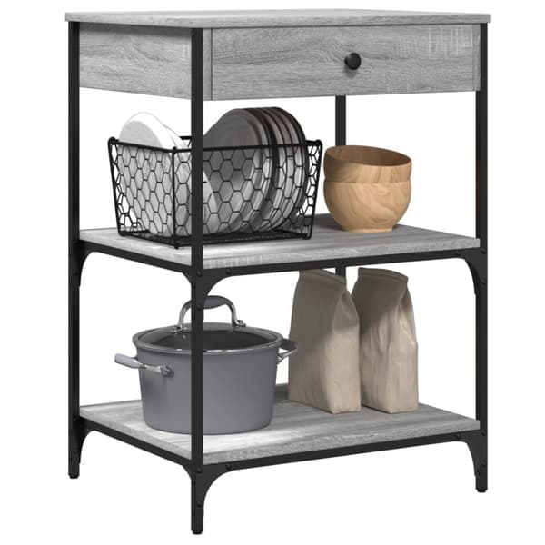 vidaXL Keittiövaunu harmaa Sonoma 60x48x89,5 cm tekninen puu