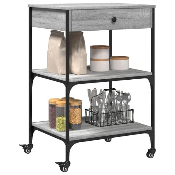 vidaXL Keittiövaunu harmaa Sonoma 60x48x89,5 cm tekninen puu