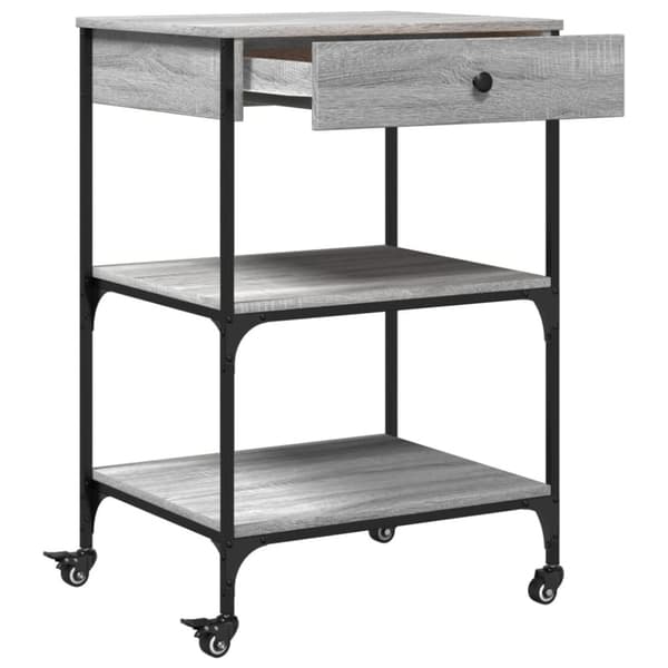 vidaXL Keittiövaunu harmaa Sonoma 60x48x89,5 cm tekninen puu