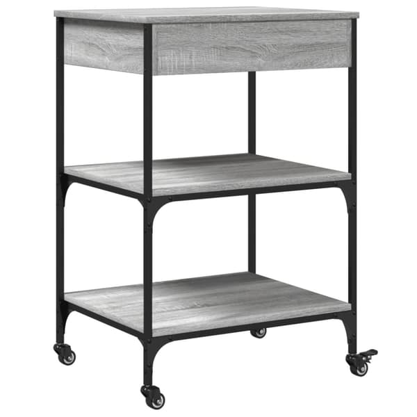 vidaXL Keittiövaunu harmaa Sonoma 60x48x89,5 cm tekninen puu