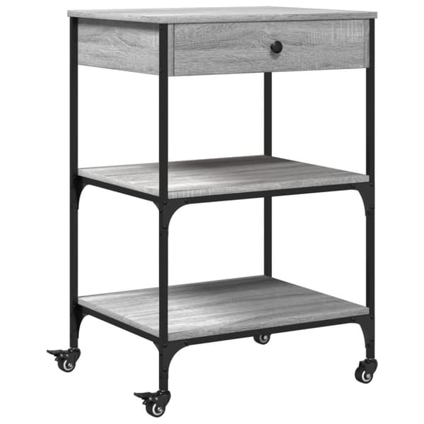 vidaXL Keittiövaunu harmaa Sonoma 60x48x89,5 cm tekninen puu