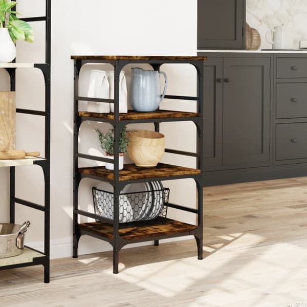 vidaXL Köksvagn rökfärgad ek 45x35x89,5 cm konstruerat trä