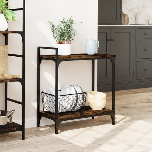 vidaXL Köksvagn rökfärgad ek 60,5x31x72,5 cm konstruerat trä
