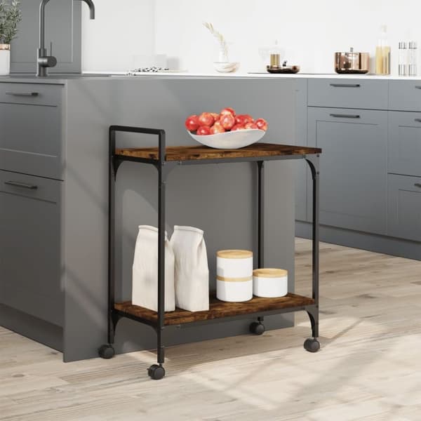vidaXL Köksvagn rökfärgad ek 60,5x31x72,5 cm konstruerat trä