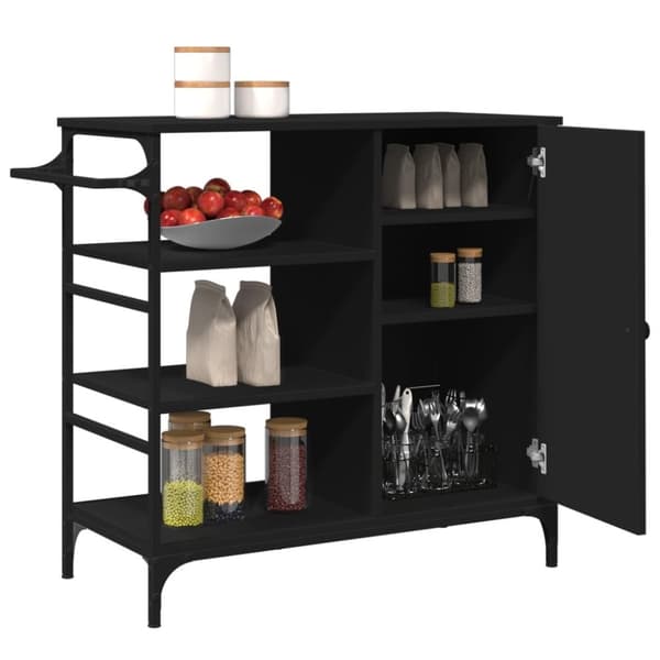 vidaXL Kjøkkentralle svart 87,5x38,5x84,5 cm konstruert tre